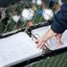 Michigan Marching Band Director Scott Boerma reads sheet music at practice on Tuesday. Daniel Brenner I AnnArbor.com